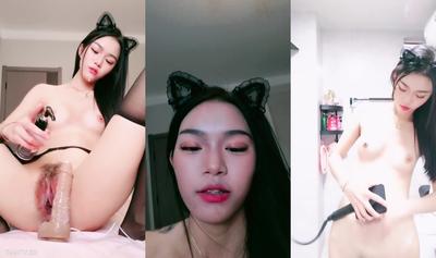 170CM New Sweet Chick! Slender Beautiful Legs Subdue Black Silk! Electric Dildo Pokes Pussy Hard
