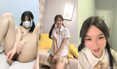 최고의 기절과 아름다운 소녀! 더블 포니테일 JK 의상! 생기와 달콤함 가득, 살찐 입술과 보지로 병에 자위, 구멍 비비고 삽입, 최고다.